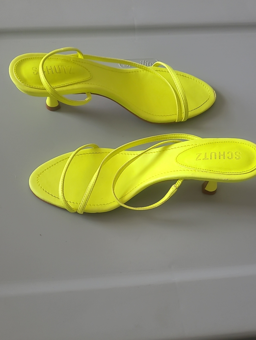 Schutz Neon Yellow Strappy Heel Sandals for Women Size 7 - Picture 4 of 7